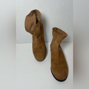 Eileen Fisher Size 81/2 Suede Booties In A Camel Brown Color.